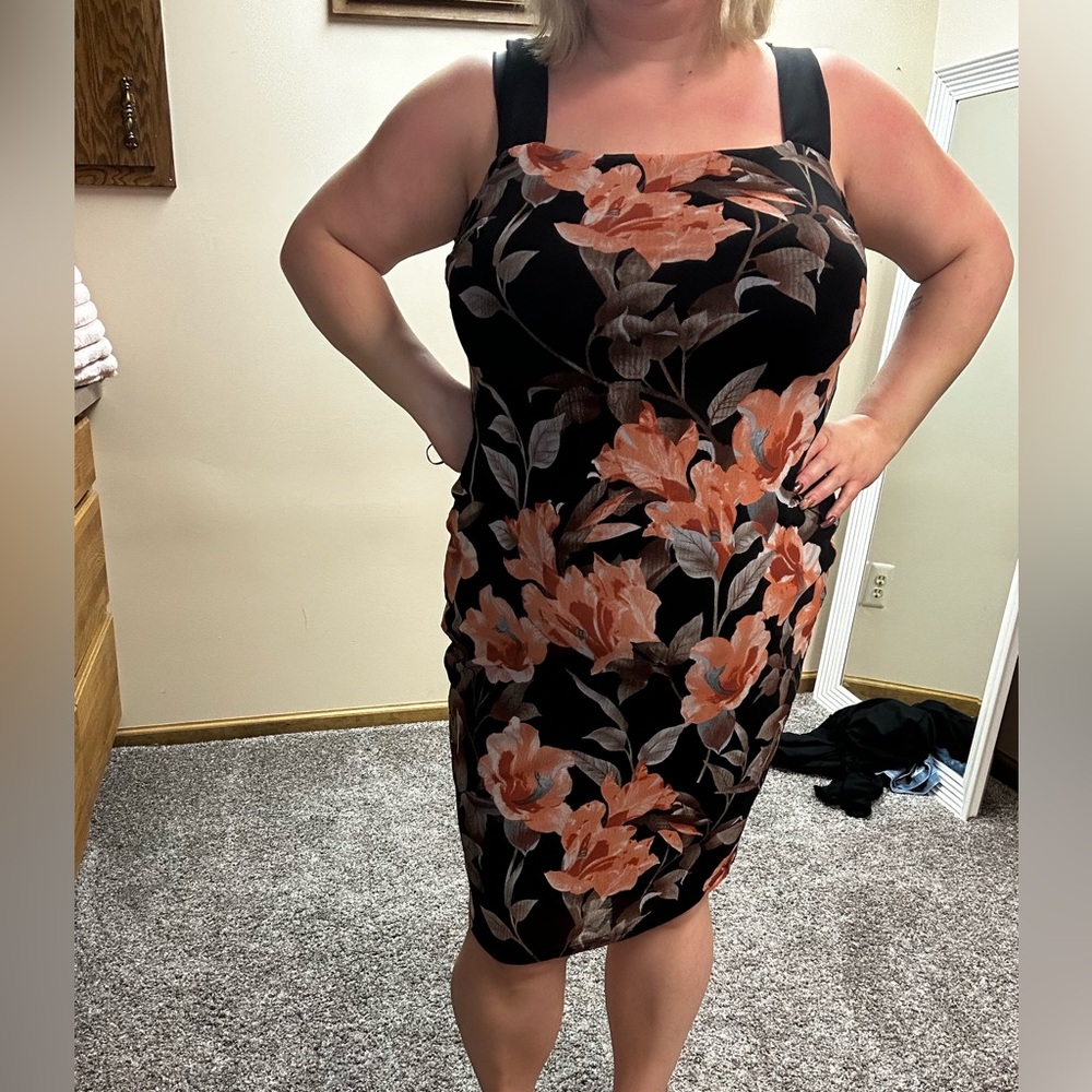 Floral Black and Orange Women's Dress